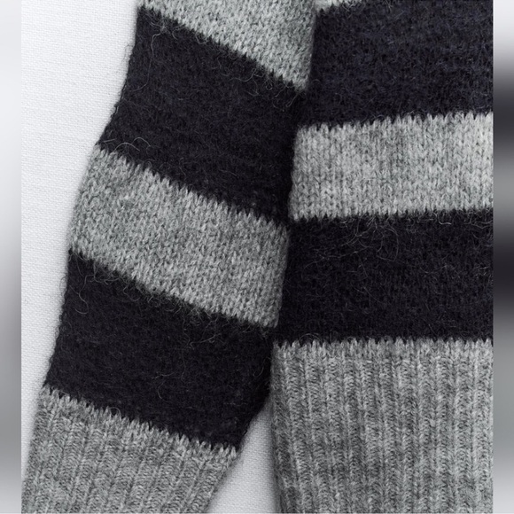ZARA Stripe sweater alpaca wool blend sheer light cozy soft transitional weathe - Picture 4 of 16